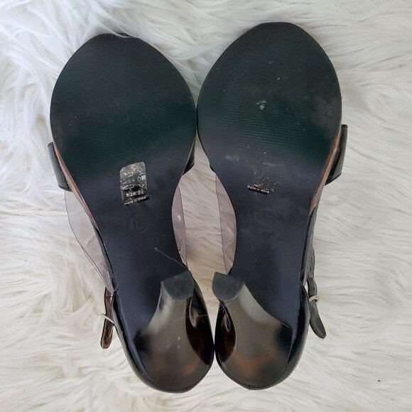 Michael Antonis Black Strappy Patent Leather Platform Shoes SZ 8.5 - Picture 7 of 11